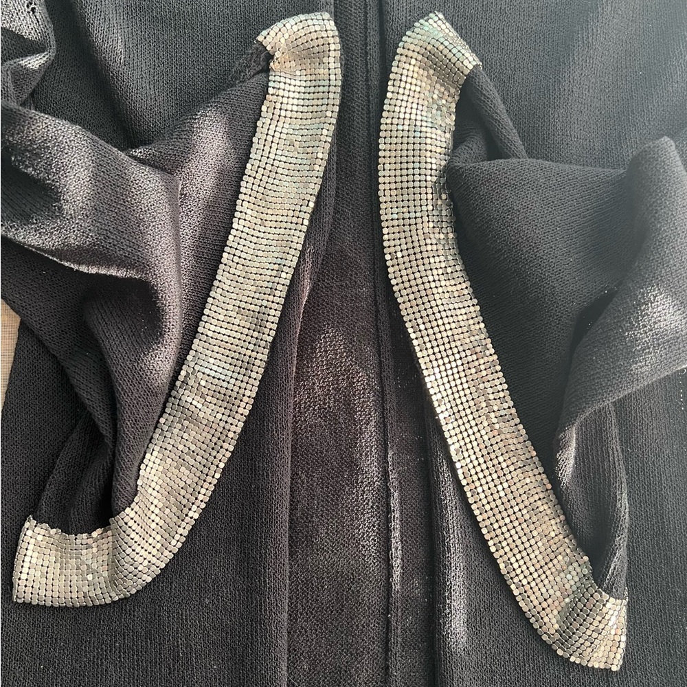 Vintage, Moda SZ S, black, full length, sweater with chainmail style cuff. - Picture 10 of 12